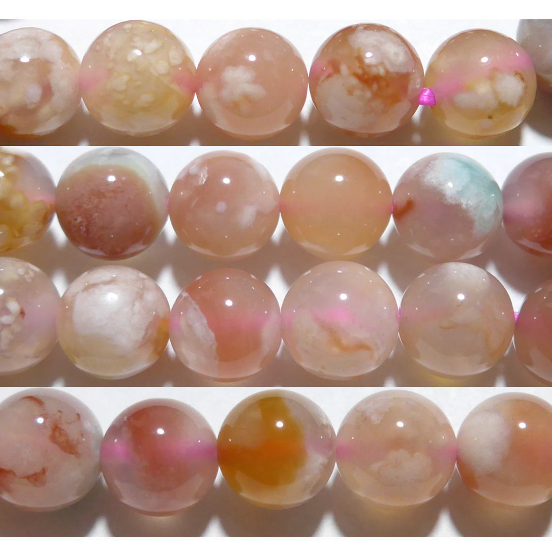 桜瑪瑙丸玉10mmAA ☆天然石ビーズ（バラ売り、1玉販売、1粒売り