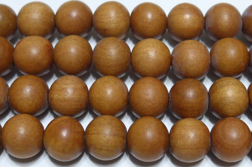 サンダルウッド丸玉10mm（老山白檀）A ☆ウッド系ビーズ（バラ売り、1