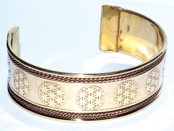 カッパー・ブレスレット （フラワーオブライフ）/Flower of Life copper ＆ brass bracelet