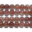 ルチルクォーツ（レッド）丸玉8mm（レッドルチル イン ミルキークォーツ）A （天然石ビーズ）