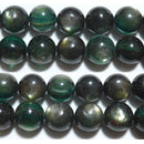 キャッツアイロイヤルグリーンレピドライト丸玉10mmA （天然石ビーズ）