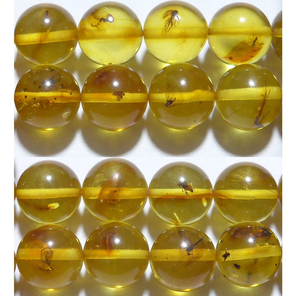 アンバー丸玉10mm（虫入り琥珀）A （天然石ビーズ）