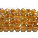 シトリン丸玉10.5mm（シトリンファントム）A （天然石ビーズ）