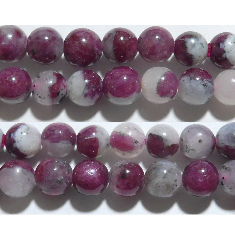 アイスルビー（ルビー イン クォーツ）丸玉7-7.5mmB ☆天然石ビーズ