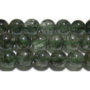 グリーントルマリン入り水晶丸玉7-8mm（グリーンルチルクォーツ）A+ （天然石ビーズ）