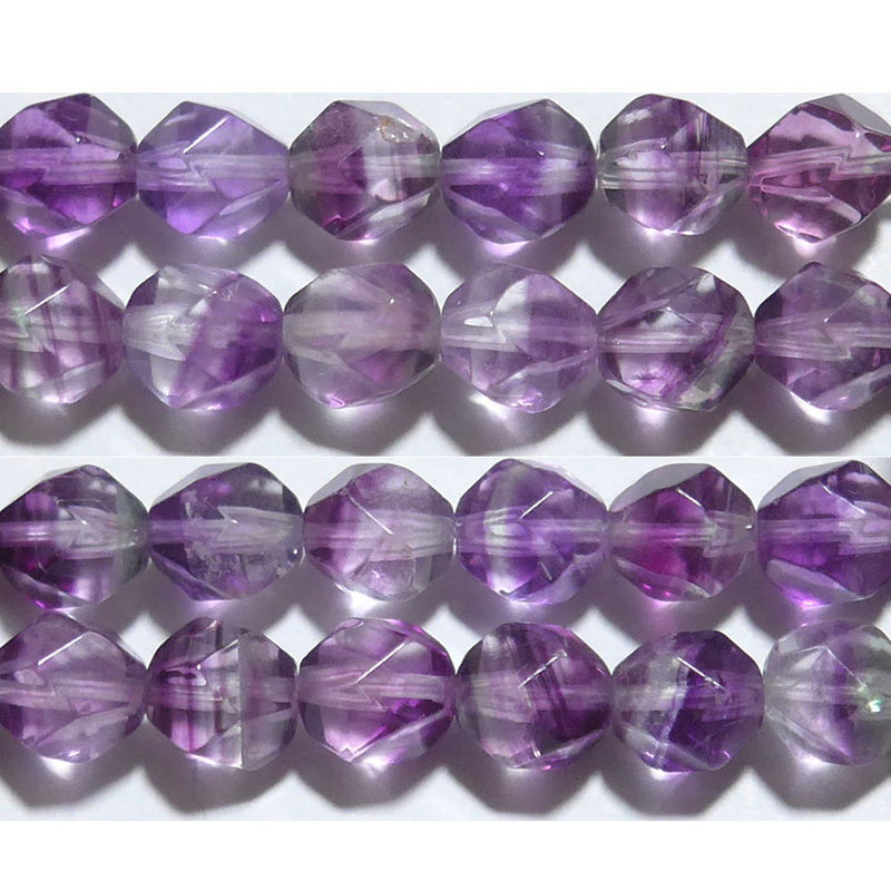 フローライト20面ラウンドカット8mm（パープル系）A （天然石ビーズ）