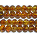 アンバー（天然琥珀）丸玉8mmAA （天然石ビーズ）