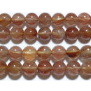 水晶丸玉8.5mm（山梨県産：レッドルチル系）A （天然石ビーズ）