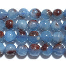 アクアマリン丸玉7-8mm（ヘマタイトインアクアマリン）B （天然石ビーズ）
