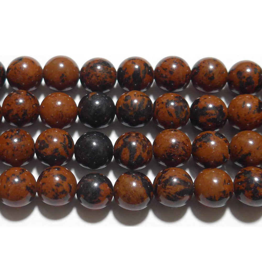 マホガニーオブシディアン丸玉8mmB ☆天然石ビーズ（バラ売り、1
