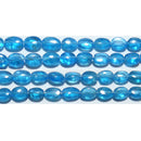 アパタイトフラットオーバル5*4mm（ネオンブルーアパタイト）A- （天然石ビーズ）