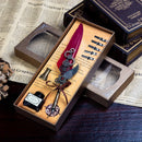 高級羽ペン ペン先とインク付 赤　※現品限り、やや箱ダメージ有