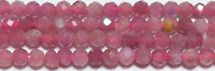 トルマリン(ピンク)ミラーボール3mmA （天然石ビーズ）
