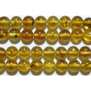 アンバー丸玉6mm（虫入り琥珀）A （天然石ビーズ）