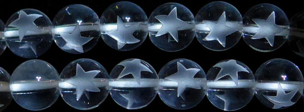 水晶星の彫刻8mmA （天然石ビーズ）