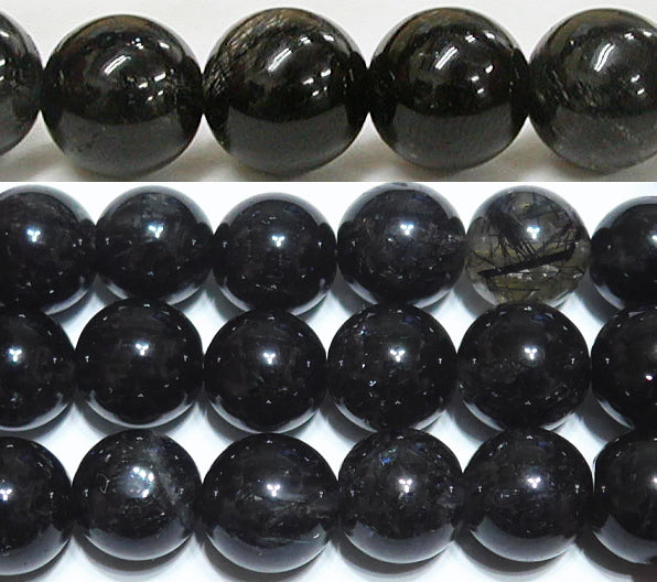 ブラックルチル丸玉10mmA （天然石ビーズ）
