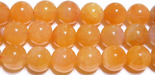 オレンジカルセドニー丸玉10mmA （天然石ビーズ）