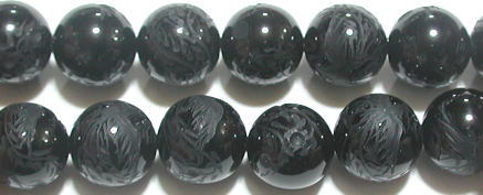 ブラックオニキス（鳳凰）丸玉12mmB （天然石ビーズ）