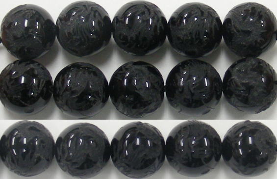 ブラックオニキス（黒龍）丸玉12mmB （天然石ビーズ）