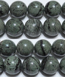 神居古潭石/カムイコタン石丸玉14mm（グリーン）B （天然石ビーズ）