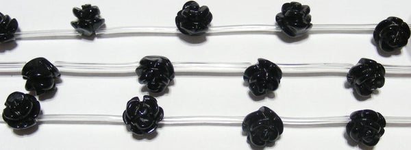 ブラックオニキス薔薇10mmB （天然石ビーズ）