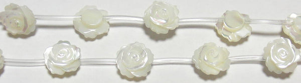 マザーオブパール（白）薔薇10mmB （天然石ビーズ）