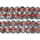 レッドファントム水晶丸玉5-5.5mmA （天然石ビーズ）