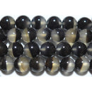 天然ブラックカルセドニーファントム丸玉7.5mmA （天然石ビーズ）